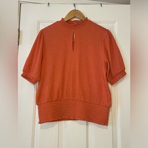 Stunning Calligraphie Keyhole Blouse with Smocked Hem 0189